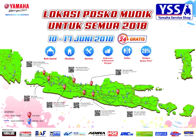 Lokasi posko Mudik Yamaha 2018